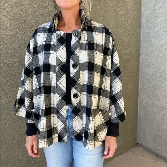Women’s Coldwater Creek Wool Plaid Swing Jacket Size Large - Picture 1 of 8